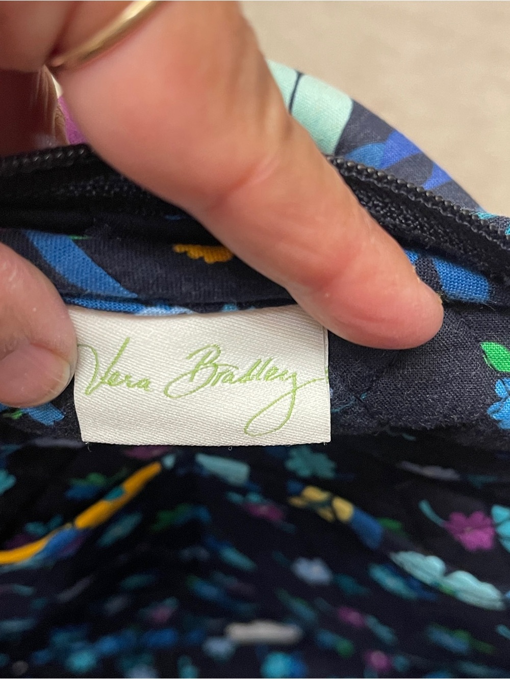 Vera Bradley Retired Chandelier Floral Iconic Campus Backpack Navy Blue Floral - Picture 8 of 12